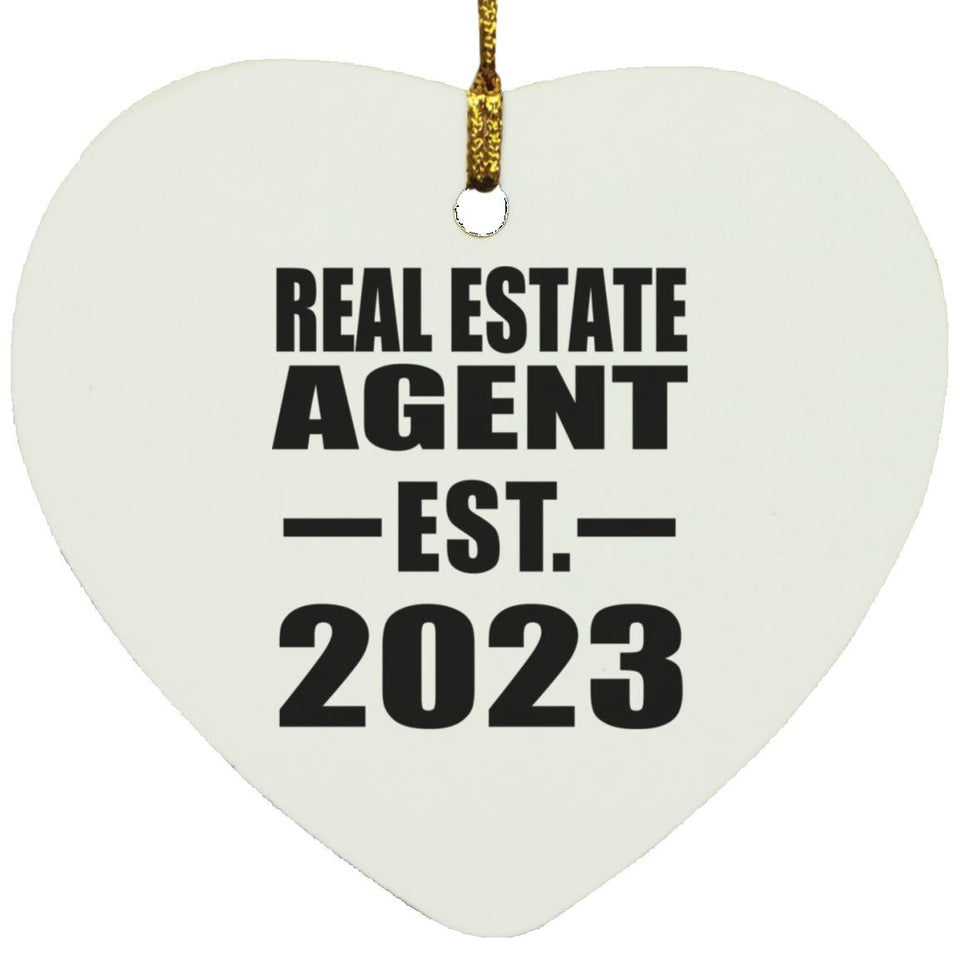 Real Estate Agent Established EST. 2023 - Heart Ornament