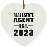 Real Estate Agent Established EST. 2023 - Heart Ornament
