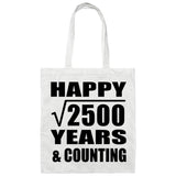 Happy 50th Anniversary Square Root of 2500 Years & Counting - Tote Bag White