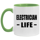 Electrician Life - 11oz Accent Mug Green