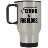 114th Birthday Square Root of 12996 & Fabulous - Silver Travel Mug