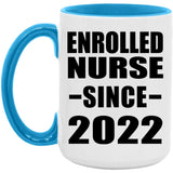 Enrolled Nurse Since 2022 - 15oz Accent Mug Blue