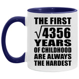 66th Birthday Square Root Of 4356 Years Of Childhood - 11oz Accent Mug Purple