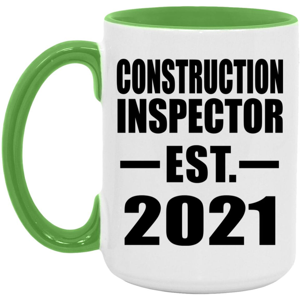 Construction Inspector Established EST. 2021 - 15oz Accent Mug Green