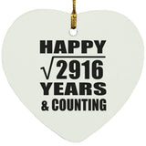 Happy 54th Anniversary Square Root of 2916 Years & Counting - Heart Ornament