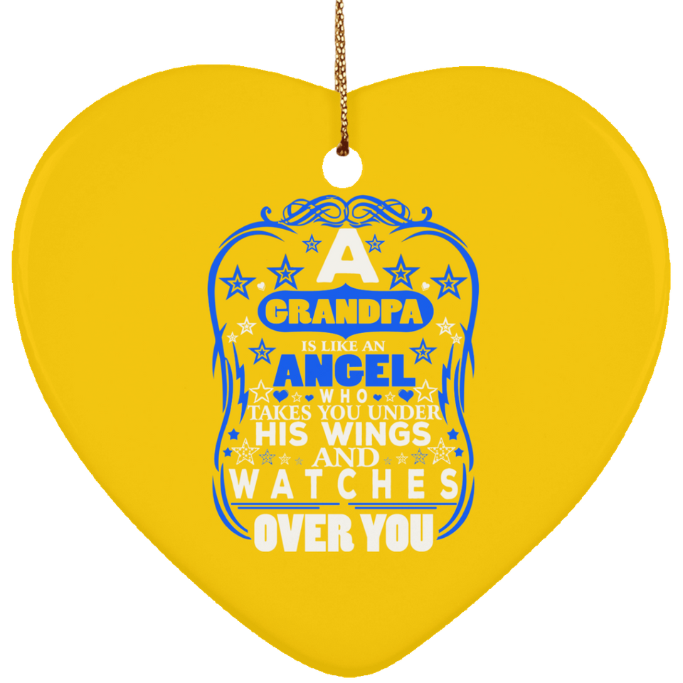 Grandpa Is Like An Angel Takes You Under His Wings - Heart Ornament