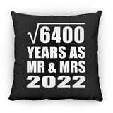 80th Anniversary Square Root of 6400 Years As Mr & Mrs 2022 - Throw Pillow Black