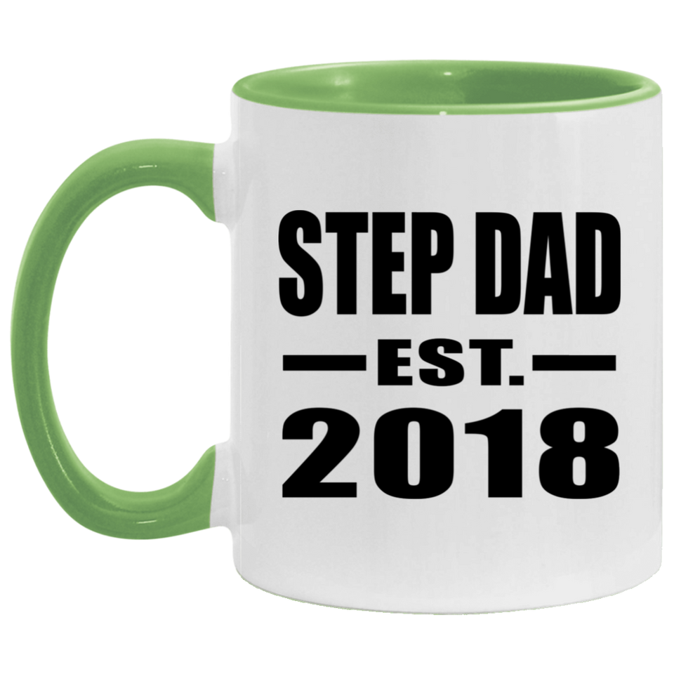 Step Dad Established EST. 2018 - 11oz Accent Mug Green