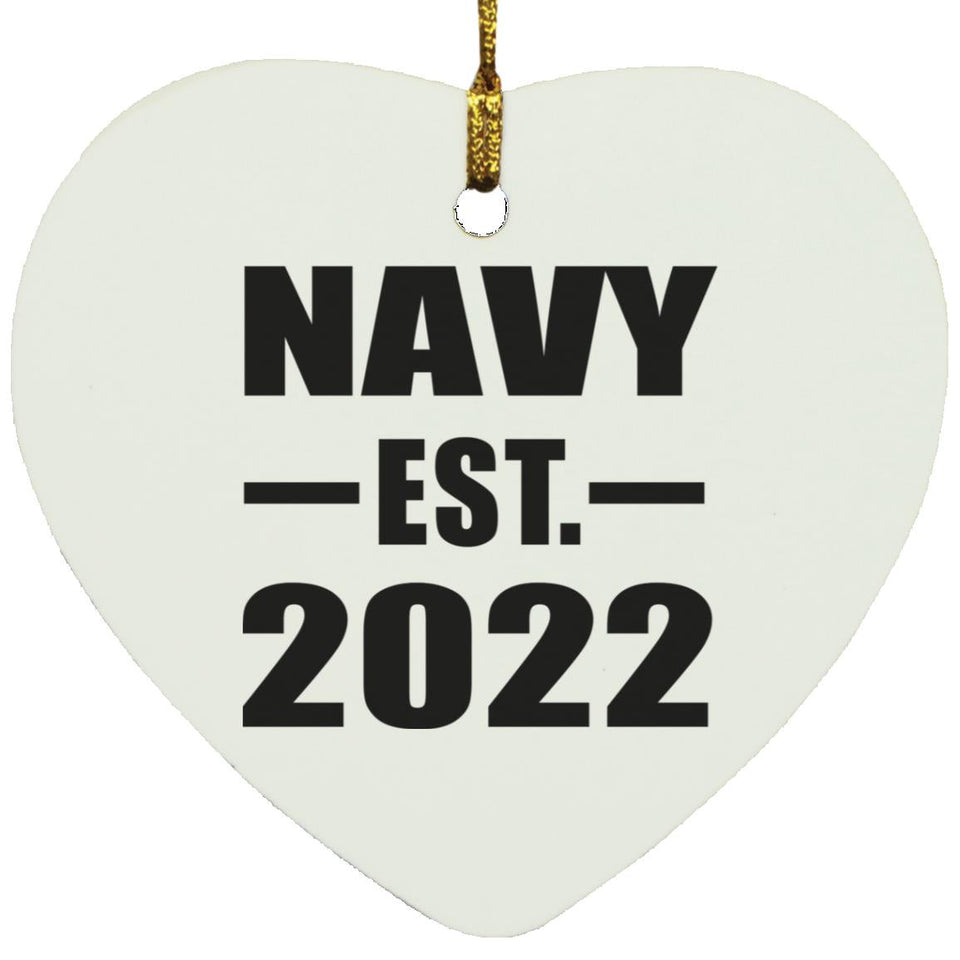 Navy Established EST. 2022 - Heart Ornament