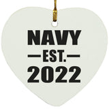 Navy Established EST. 2022 - Heart Ornament