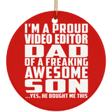Proud Video Editor Dad Of Awesome Son - Circle Ornament