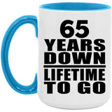 65th Anniversary 65 Years Down Lifetime To Go - 15oz Accent Mug Blue
