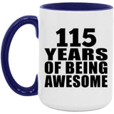 115th Birthday 115 Years Of Being Awesome - 15oz Accent Mug Purple