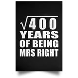 20th Anniversary Square Root of 400 Years of Being Mrs Right - Poster Portrait