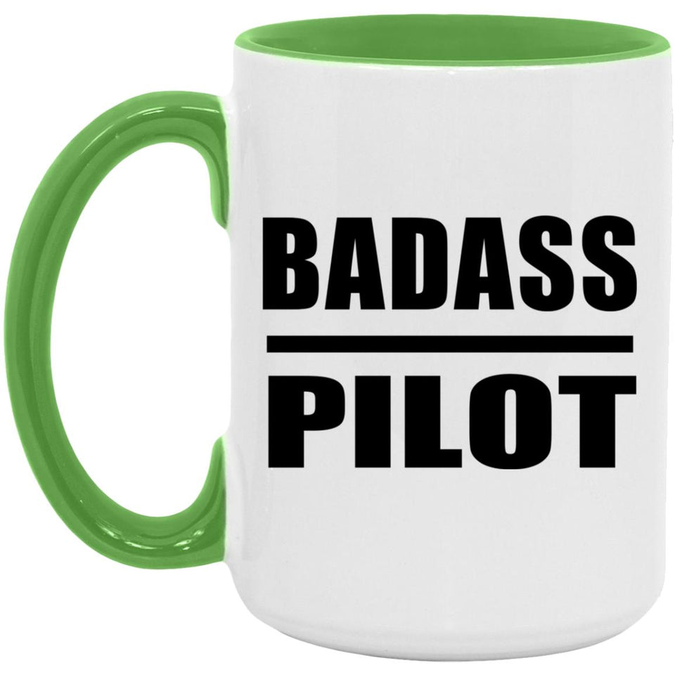 Badass Pilot - 15oz Accent Mug Green