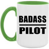 Badass Pilot - 15oz Accent Mug Green
