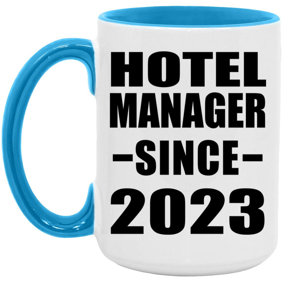 Hotel Manager Since 2023 - 15oz Accent Mug Blue