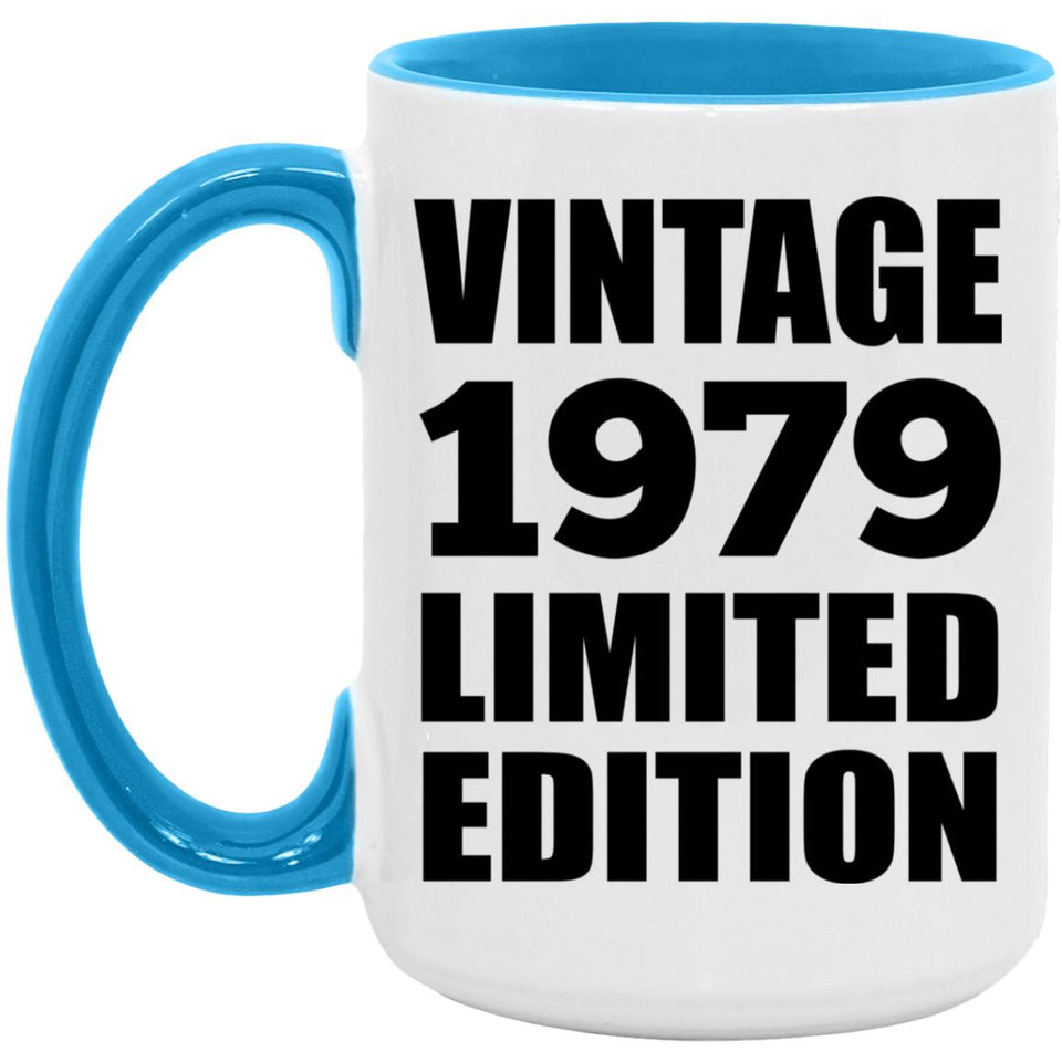 45th Birthday Vintage 1979 Limited Edition - 15oz Accent Mug Blue