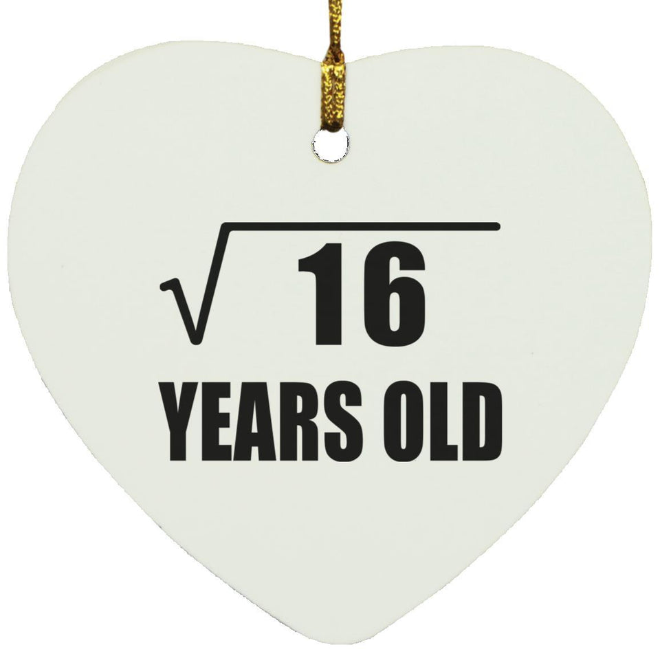 4th Birthday Square Root of 16 Years Old - Heart Ornament
