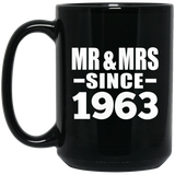 61st Anniversary Mr & Mrs Since 1963 - 15 Oz Coffee Mug Black