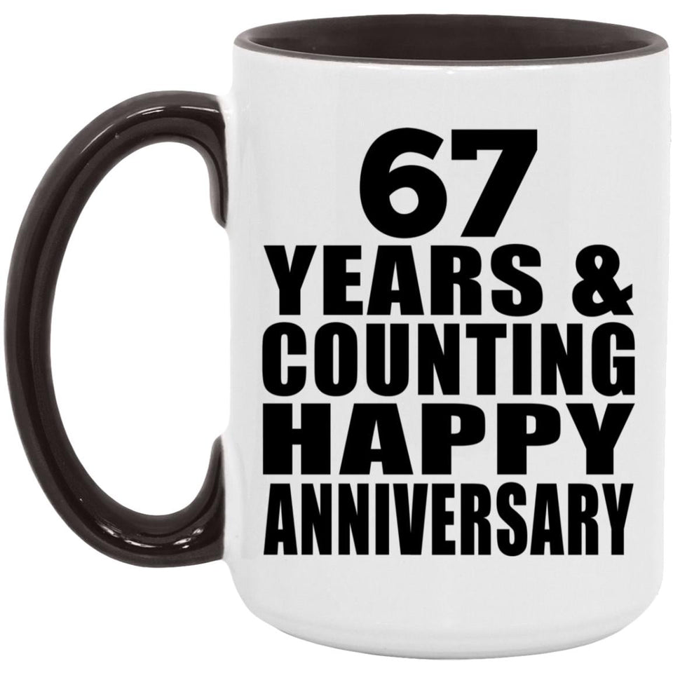 Happy 67th Anniversary 67 Years & Counting - 15oz Accent Mug Black