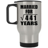 21st Anniversary Married For Square Root of 441 Years - Silver Travel Mug