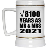 90th Anniversary Square Root of 8100 Years As Mr & Mrs 2021 - Beer Stein