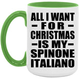 All I Want For Christmas Is My Spinone Italiano - 15oz Accent Mug Green