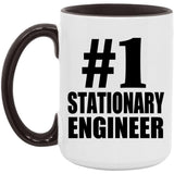Number One #1 Stationary Engineer - 15oz Accent Mug Black
