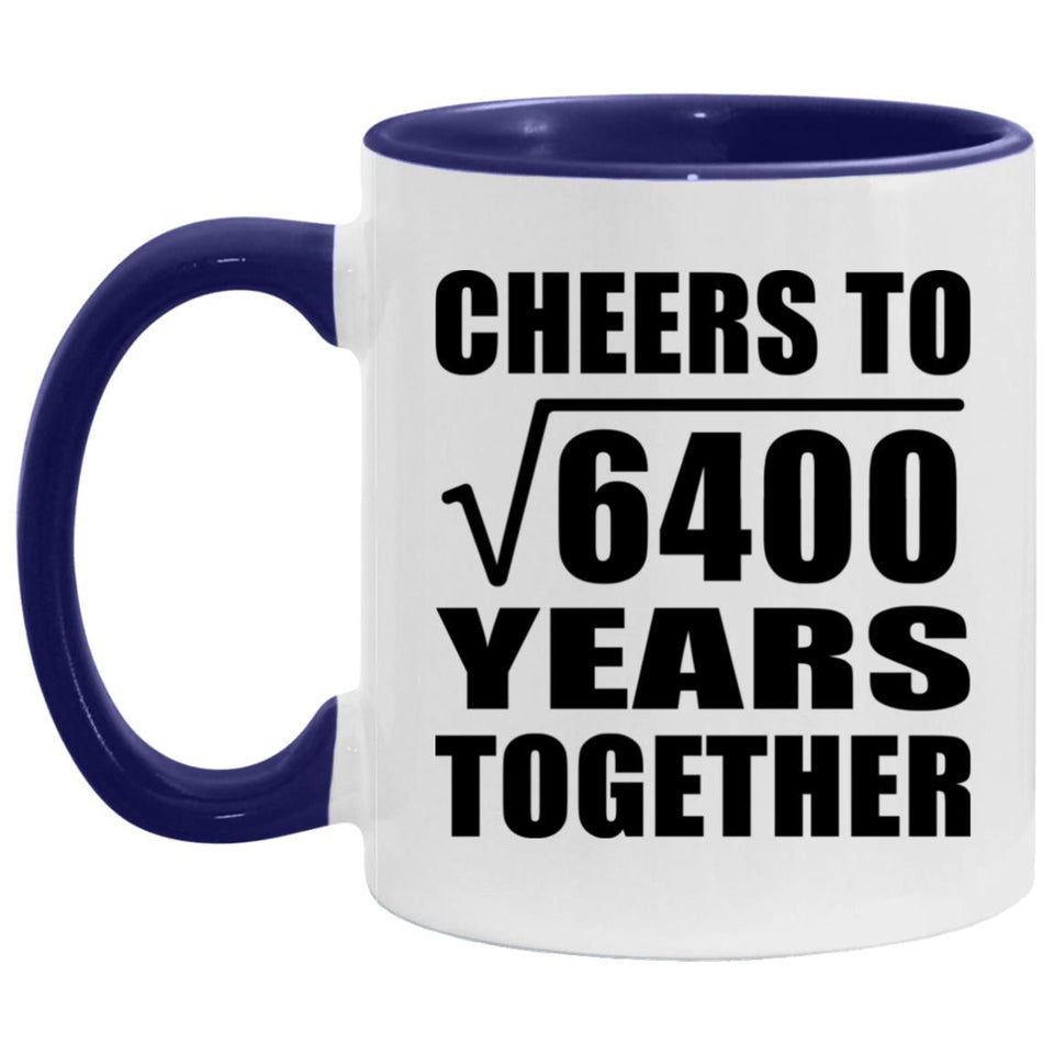80th Anniversary Cheers To Square Root of 6400 Years Together - 11oz Accent Mug Purple