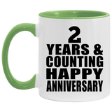 Happy 2nd Anniversary 2 Years & Counting - 11oz Accent Mug Green