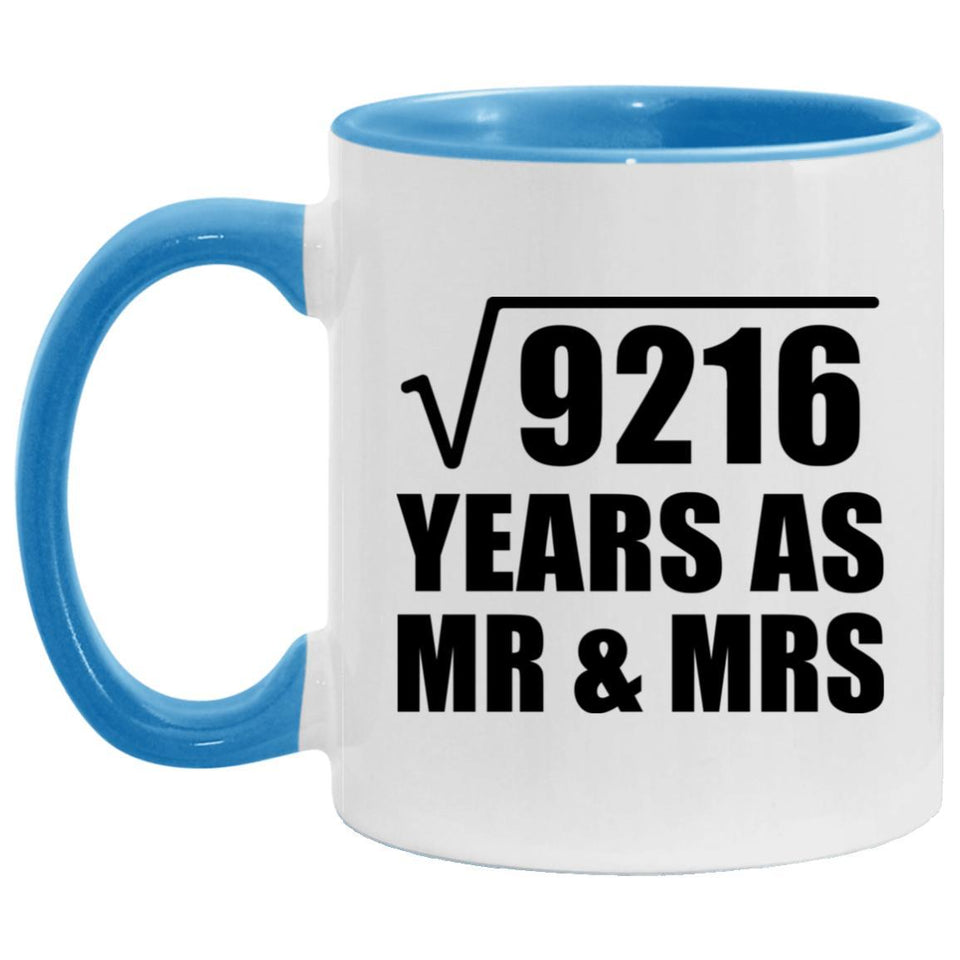 96th Anniversary Square Root of 9216 Years As Mr & Mrs - 11oz Accent Mug Blue