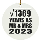 37th Anniversary Square Root of 1369 Years As Mr & Mrs 2023 - Circle Ornament