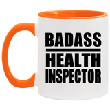Badass Health Inspector - 11oz Accent Mug Orange