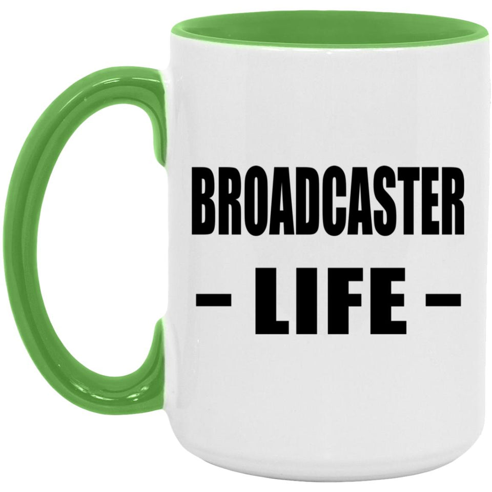 Broadcaster Life - 15oz Accent Mug Green