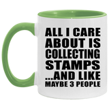 All I Care About Is Collecting Stamps - 11oz Accent Mug Green