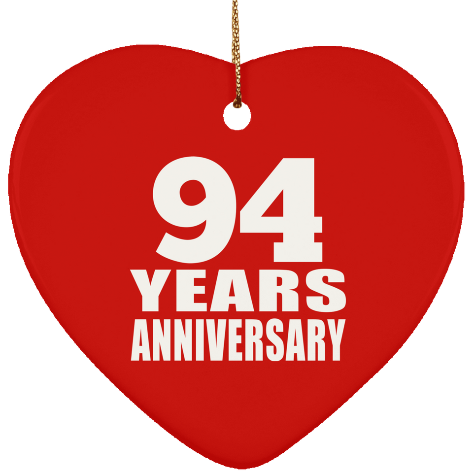 94th Anniversary 94 Years - Heart Ornament