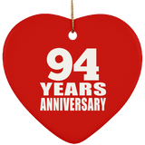 94th Anniversary 94 Years - Heart Ornament