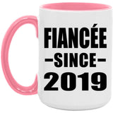 Fiancee Since 2019 - 15oz Accent Mug Pink