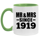 105th Anniversary Mr & Mrs Since 1919 - 11oz Accent Mug Green