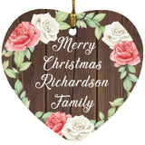 Merry Christmas Richardson Family - Heart Ornament A