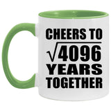 64th Anniversary Cheers To Square Root of 4096 Years Together - 11oz Accent Mug Green