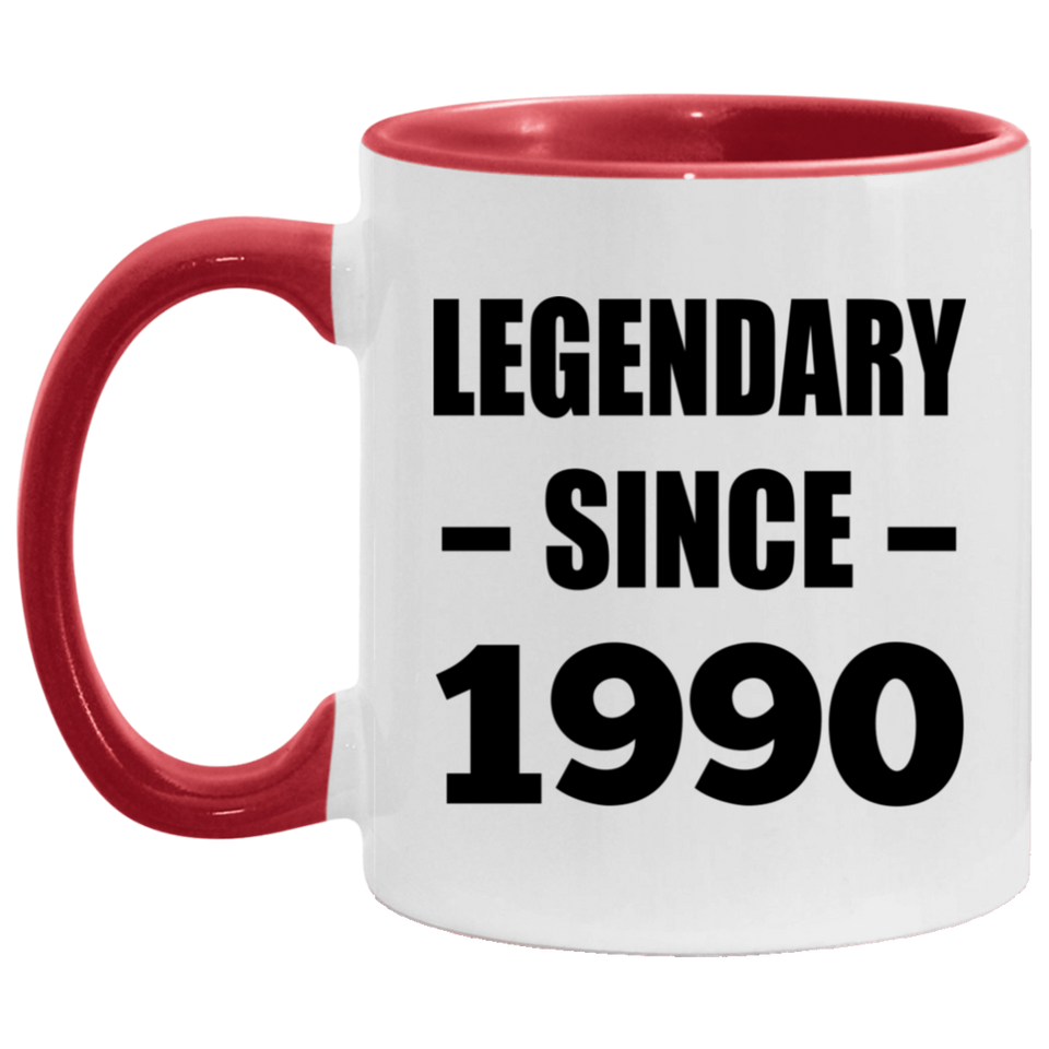 34th Birthday Legendary Since 1990 - 11oz Accent Mug Red