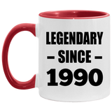 34th Birthday Legendary Since 1990 - 11oz Accent Mug Red