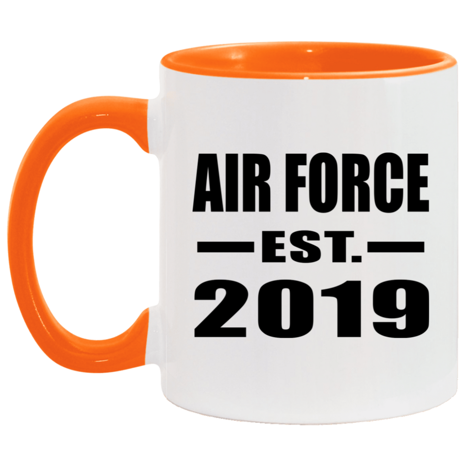 Air Force Established EST. 2019 - 11oz Accent Mug Orange