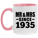 89th Anniversary Mr & Mrs Since 1935 - 11oz Accent Mug Pink
