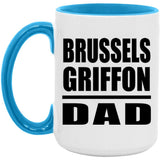 Brussels Griffon Dad - 15oz Accent Mug Blue
