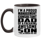 Proud Management Consultant Dad Of Awesome Son - 11oz Accent Mug Black