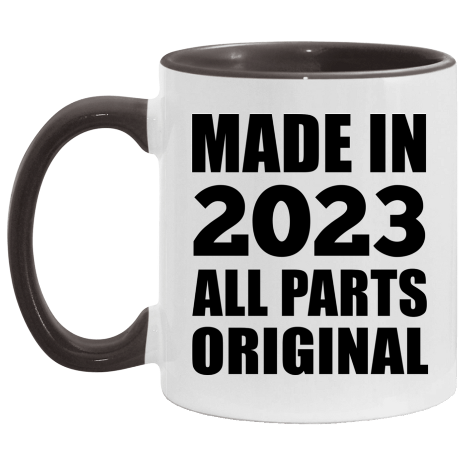 1st Birthday Made in 2023 All Parts Original - 11oz Accent Mug Black