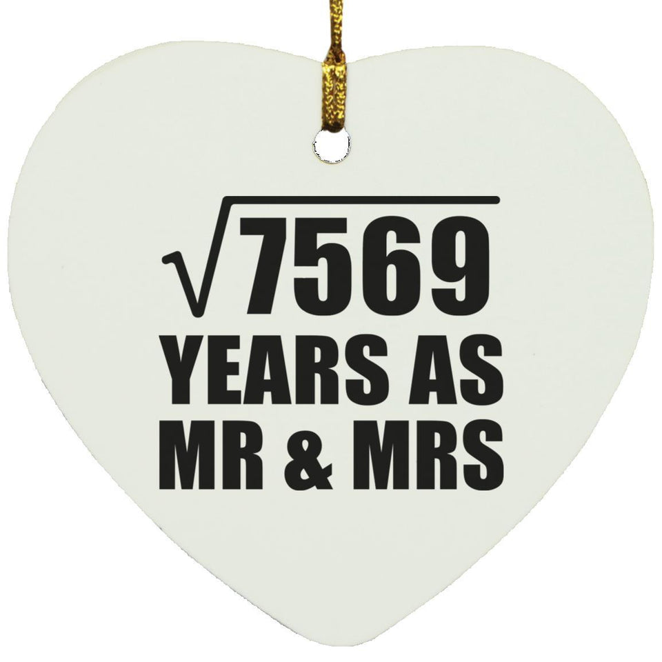 87th Anniversary Square Root of 7569 Years As Mr & Mrs - Heart Ornament